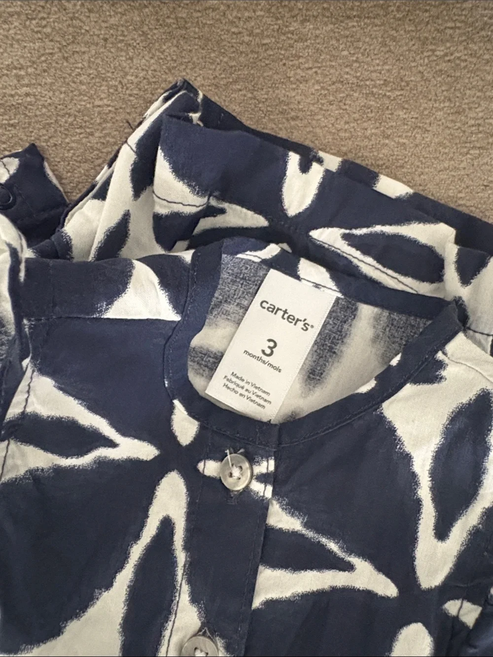 Carter's Navy & White Tie-Dye Star Romper